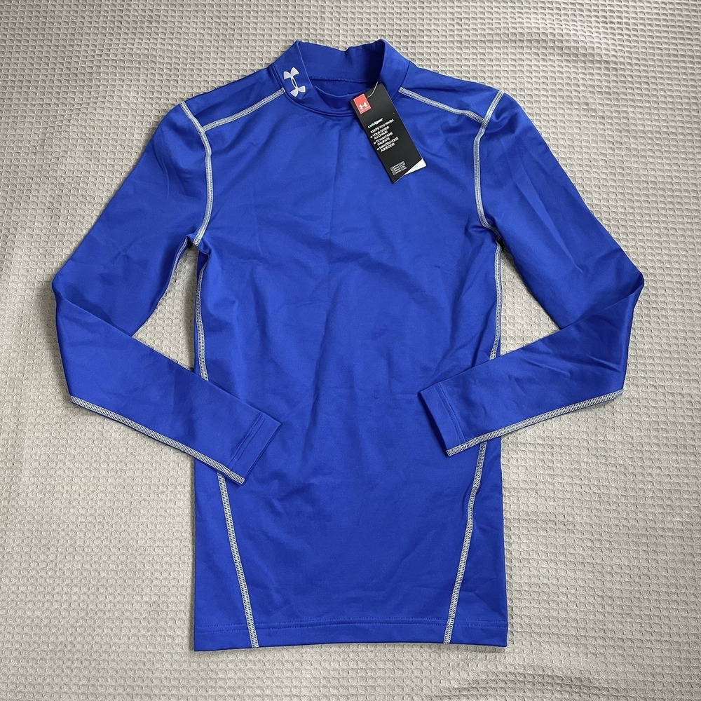New Under Armour Cold Gear Mock Compression Shirt Small Men's Royal Blue